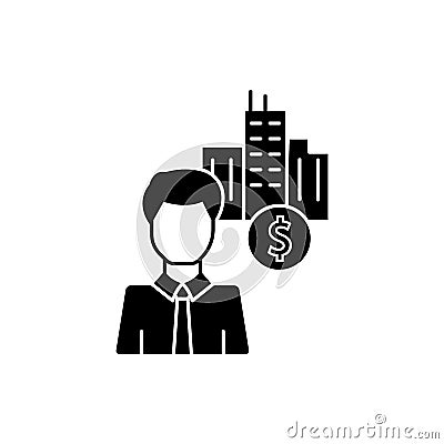 Building dollar man icon. Simple business intention icons for ui and ux, website or mobile application Stock Photo