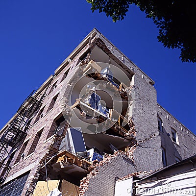 Building after earthquake Stock Photo