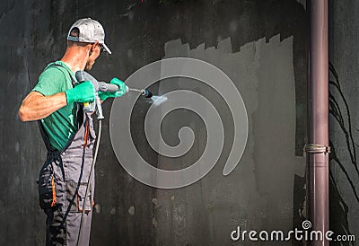 Building Elevation Washing Stock Photo