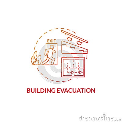 Building evacuation red gradient concept icon Vector Illustration