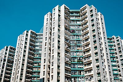 Building facade, high rise residential real estate, HongKong Stock Photo