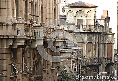 Building facades in the old part of town, in Belgrade Serbia Stock Photo