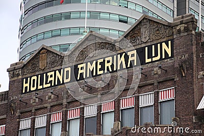 Building of former ship terminal of the Holland-Amerika lijn, where lot of people left the Netherlands to emigrate to the United s Editorial Stock Photo