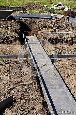 Building garden vegetable bed modern plastic Stock Photo