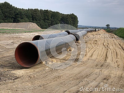 Building a gas pipeline between Russia and Western Europe. Stock Photo