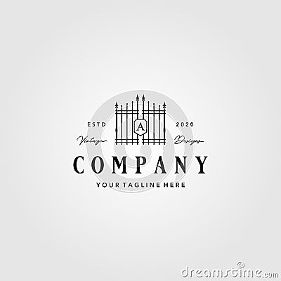 Building gate fence logo vintage vector illustration design Vector Illustration