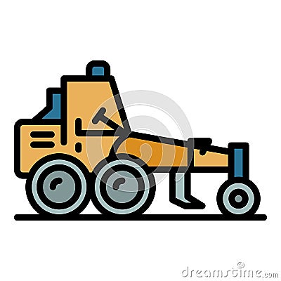 Building grader machine icon color outline vector Vector Illustration