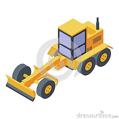 Building grader machine icon, isometric style Vector Illustration