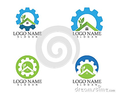 Building home nature service logo design concept Vector Illustration