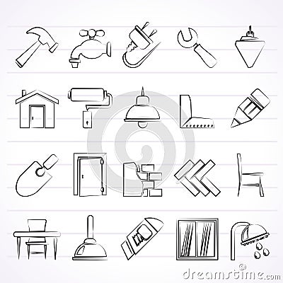 Building and home renovation icons Vector Illustration