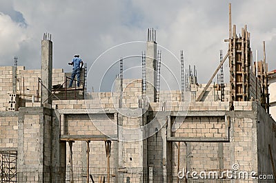 Building house with concrete blocks and columns Stock Photo