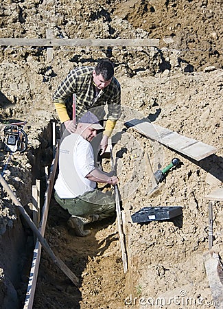 Building house foundations Stock Photo