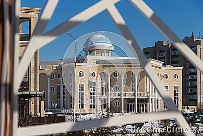 The building of the House of Friendship in the city of Uralsk, the Assembly of the People of Kazakhstan West Kazakhstan Editorial Stock Photo