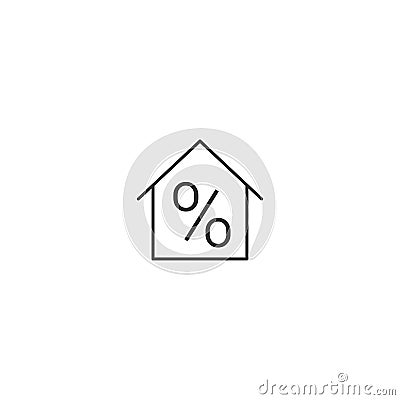 Building house percentage line icon. Home price percent credit rate Vector Illustration