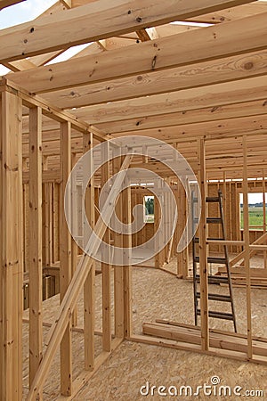 Building a house in skeleton technology Stock Photo