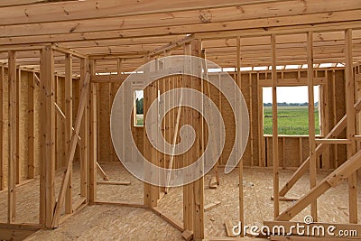 Building a house in skeleton technology Stock Photo