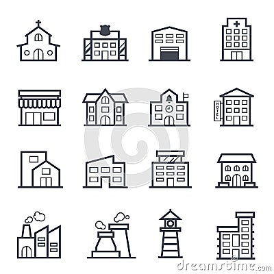 Building Icon Bold Stroke Vector Illustration