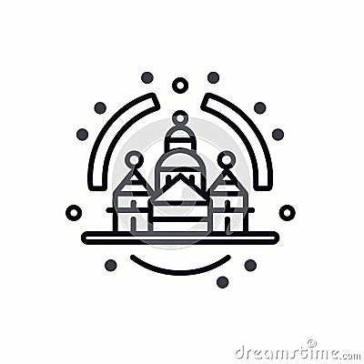 Religious Icon Temple Of God Vector Line Art - Dazzling Cityscape Style Stock Photo