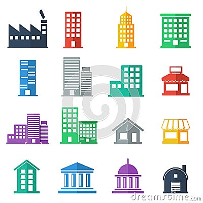 Building icons . building flat design. vector illustration Vector Illustration