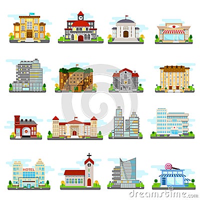 Building Icons Set Vector Illustration