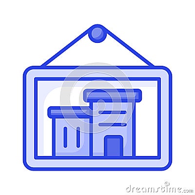 Building inside image hanging showing concept icon of architectural image, architecture photo Vector Illustration