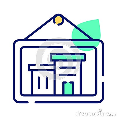 Building inside image hanging showing concept icon of architectural image, architecture photo Vector Illustration