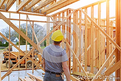 Building Inspector Looking home construction At New Property Stock Photo