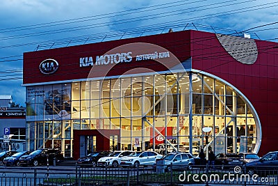 Building of KIA MOTORS car selling and service center with KIA s Editorial Stock Photo