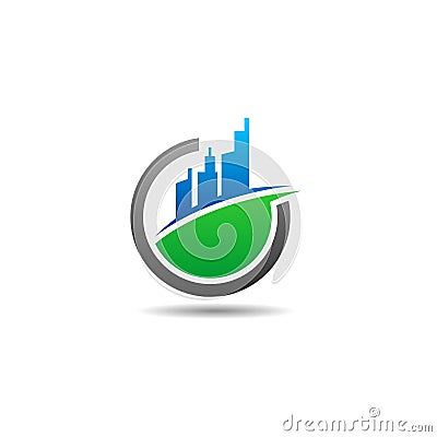 Building land vector logo Vector Illustration