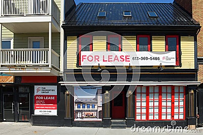 Building with for lease sign in Ottawa, Canada Editorial Stock Photo