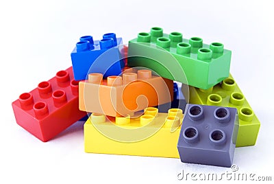 Building lego blocks Stock Photo