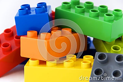 Building lego blocks Stock Photo