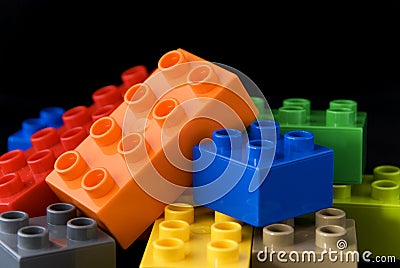 Building lego blocks Stock Photo