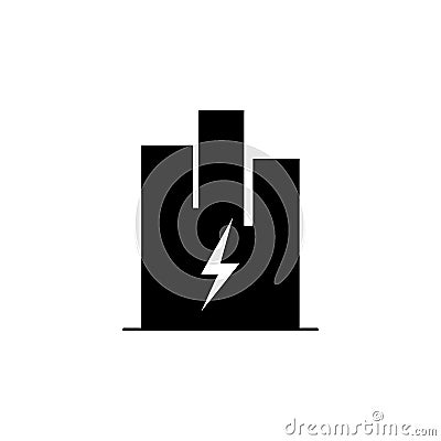 Building, lightning icon on white background. Can be used for web, logo, mobile app, UI UX Vector Illustration