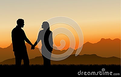 Building Loving Relationships (Sunset) Vector Illustration