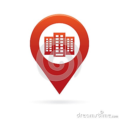 Building map pointer icon marker GPS location flag symbol Vector Illustration