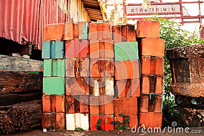 BUILDING MATERIAL with color. Stock Photo