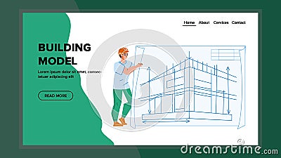 Building Model Developing Engineer Man Vector Stock Photo