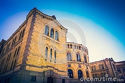 Building of parliament, Oslo, Norway Stock Photo