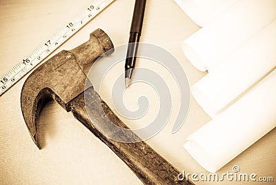 Building Plans Stock Photo