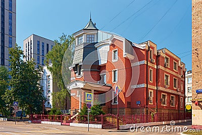 The building of the Plenipotentiary Representation of the Republic of Tuva in Moscow on Donskaya Street, cityscape Editorial Stock Photo