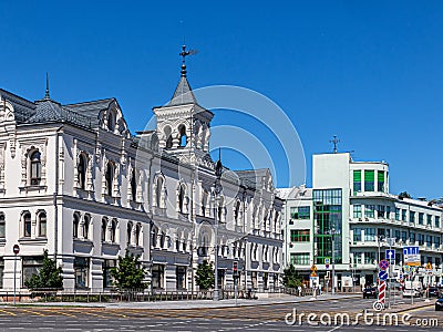 Building of the Polytechnic Museum with a tower with a weather vane Editorial Stock Photo