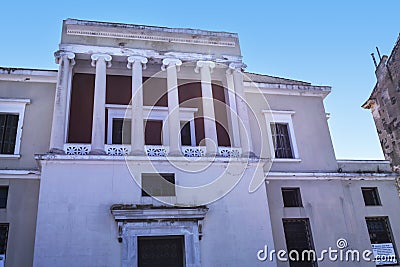 Building in the Port Area of Corfu in the main Town welcomes Cruise Liners Editorial Stock Photo
