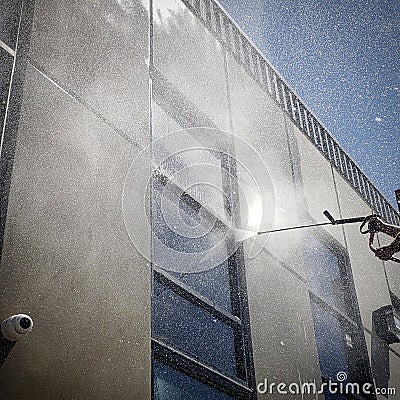 Building pressure washing Stock Photo