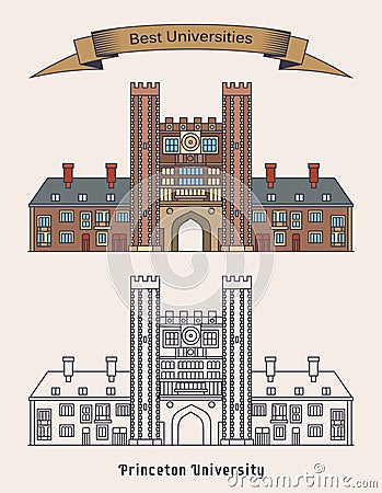 Building of princeton university. Education Vector Illustration