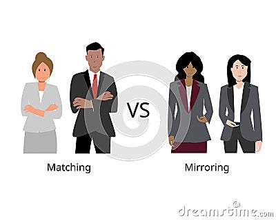building rapport support technique with Mirroring and Matching Techniques Vector Illustration