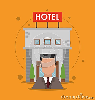 Building receptionist hotel service icon, vector Vector Illustration