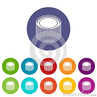 Building roll net icons set vector color Vector Illustration