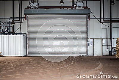 Building with roller shutter door Stock Photo