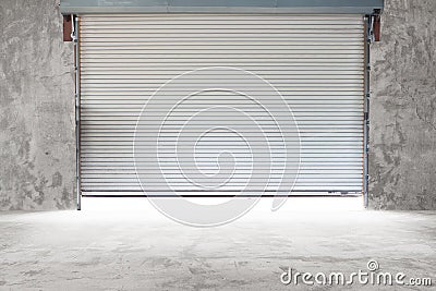 Building with roller shutter door Stock Photo